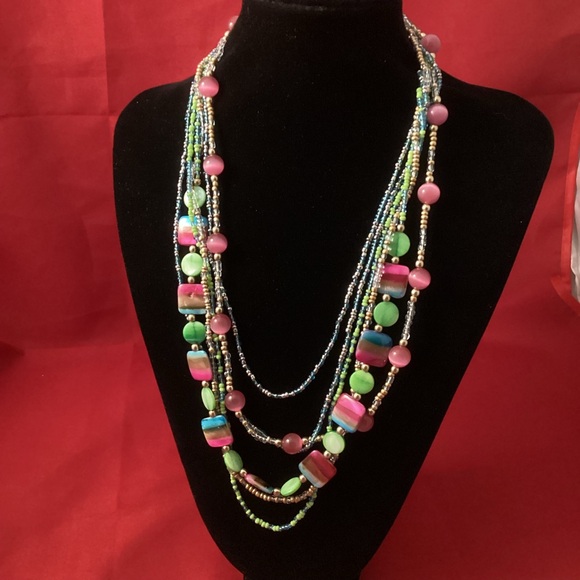 Source Unknown Jewelry - Multi rows beaded boho necklace